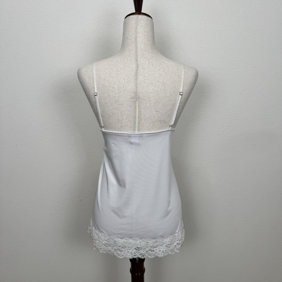 White House Black Market Top Womens XL White Lace Trim Cami Siren Fairy Coquette - Picture 6 of 12